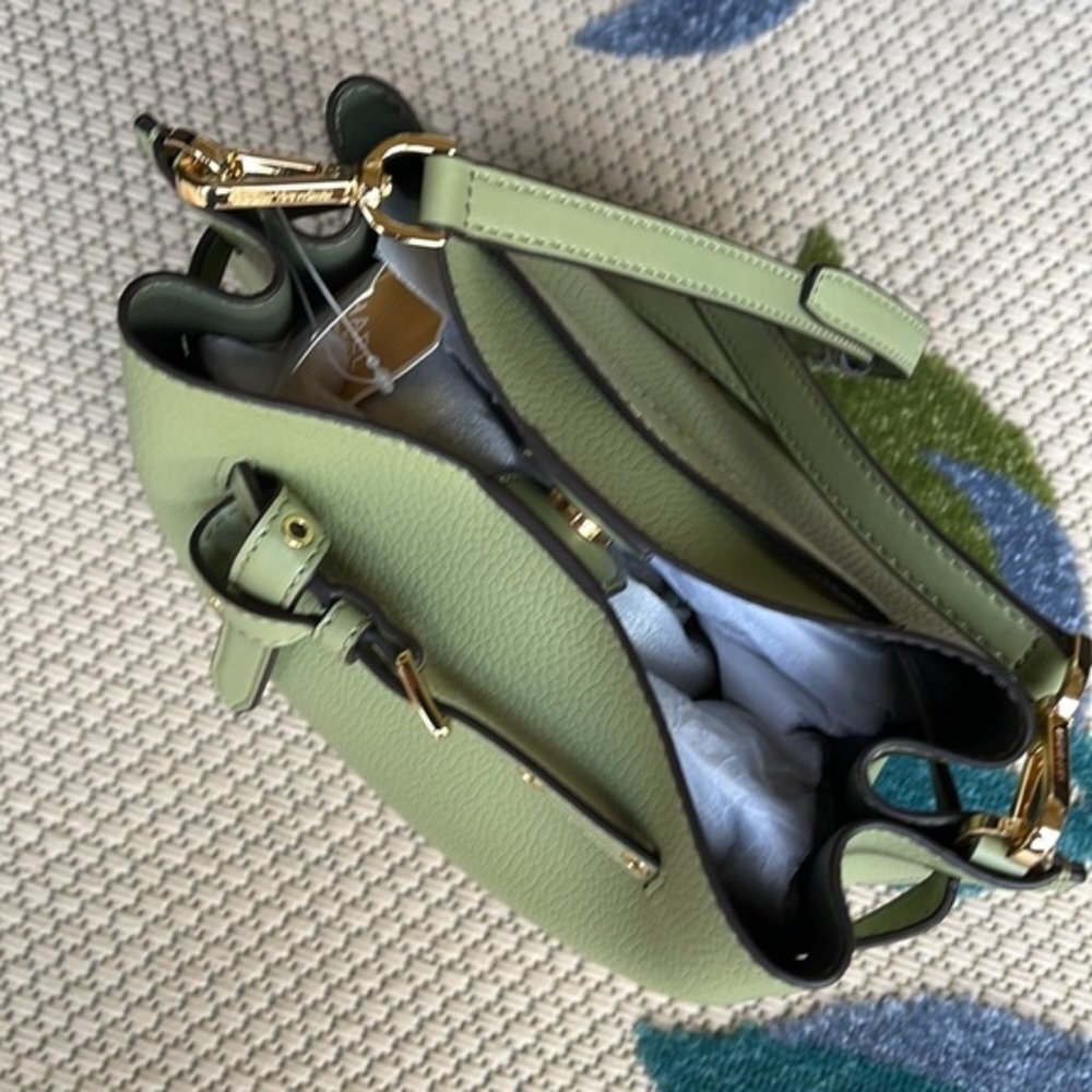 Michael Kors Emilia Small Bucket Bag Messenger Leather Light Sage - Picture 15 of 16